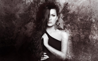 Woman gothic black dress starry - grungy free wallpaper for desktop