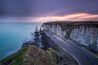 Cliff road ocean landscape sunset - the ocean free wallpaper for desktop