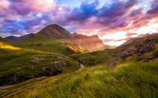 Mountain road sunset clouds landscape - david paton free wallpaper