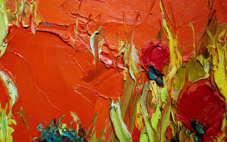 Red green flower abstract fire - lyrical abstraction free wallpaper