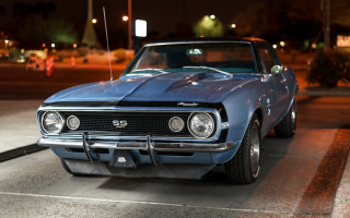 Blue car parking lot night 4 - dave arredondo free wallpaper