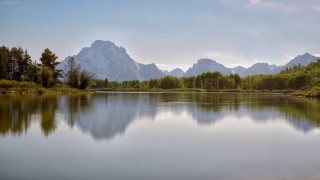 Lake mountains trees sky clouds 34 - ansel adams free wallpaper