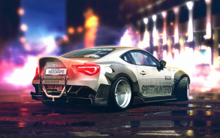 White sports car night city 8 - eddie mendoza free wallpaper