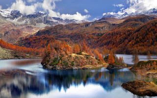 Lake mountains trees sky clouds 28 - free mountains wallpaper for desktop