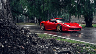 Red sports car wet road 4 - bernie d’andrea free wallpaper