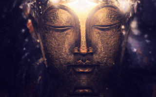Buddha halo snow stars psychedelic - psychedelic free wallpaper