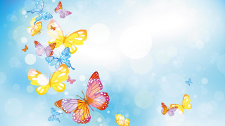 Butterflies bubbles blue sky magic - bubble free wallpaper for desktop