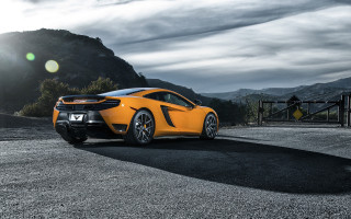 Yellow sports car mountain cloudy 2 - the car free wallpaper