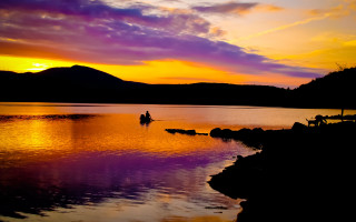 Lake sunset mountain purple yellow - sky free wallpaper for desktop