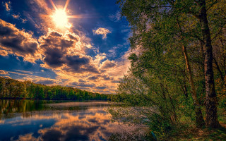 Lake forest sunset clouds tree - the cloud above free wallpaper for desktop