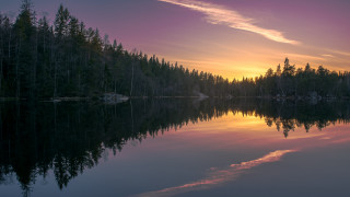 Lake sunset trees mountains forest - arvid nyholm free wallpaper