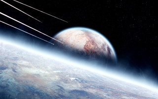 Space station over planet rocket - mars ravelo and greg rutkowski free wallpaper