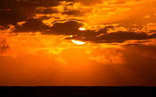 Surfboard sunset water clouds dragonfly - the sun in the background free wallpaper
