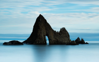 Rock formation ocean sky clouds 3 - tranquil free wallpaper for desktop