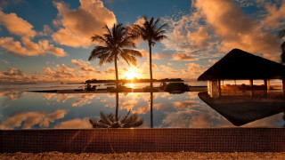 Sunset reflecting sky clouds pool - andreas gursky free wallpaper for desktop
