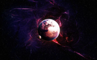 Planet space red light stars - beeple free wallpaper