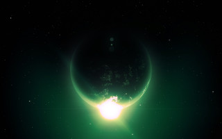 Green eclipse space astronaut fireworks - beeple free wallpaper