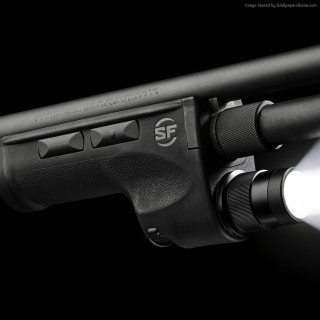 Gun flashlight closeup monochrome fishnet - a flashlight free wallpaper