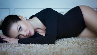 Woman black dress heels laying - andor basch free wallpaper