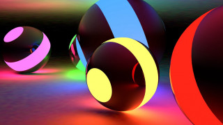 Colorful balls raytraced sky sun - top of a floor next free wallpaper