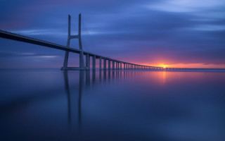 Long bridge sunset water orange - a long bridge free wallpaper