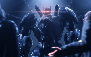 Man robot dark room light - a giant robot free wallpaper