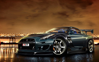Car bridge night city cloud - photoreal free wallpaper