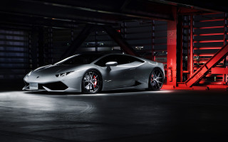 Silver sports car garage night - the side of it free wallpaper