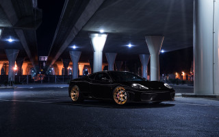 Black sports car night city - darkness free wallpaper for desktop