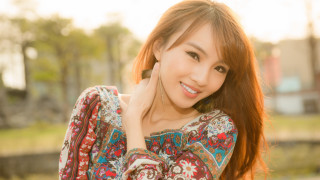 Red haired woman floral shirt - floral free wallpaper