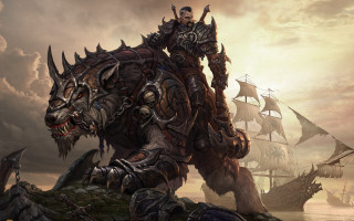 Giant monster rider ship water - chris rahn free wallpaper