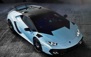 Blue sports car black top - a white stripe free wallpaper
