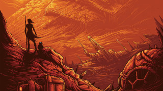 Cliff man sword city fire - his hand and a city in the background free wallpaper