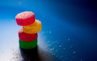 Colorful candies stack table blue - 3 d free wallpaper for desktop