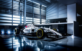 White racecar garage blackfloor largewindow - a white race car free wallpaper