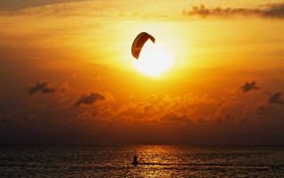 Para sailing sunset ocean kite - sunrise time free wallpaper
