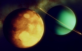 Planets star moon planet space - two planet free wallpaper