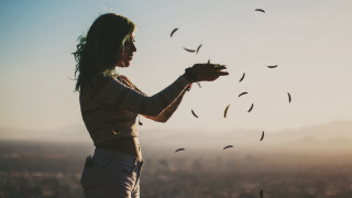 Woman sun birds hands tilt - david boyd free wallpaper for desktop