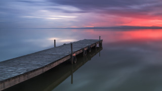 Dock pier mystical sky ocean - a long wooden pier free wallpaper