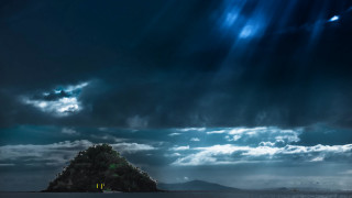 Small island cloudy sky light - water under a cloudy sky free wallpaper