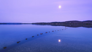 Boats lake forest night fullmoon - hillside free wallpaper