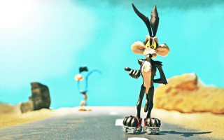 Cartoon skateboarder blonde beach shock - loony toon free wallpaper