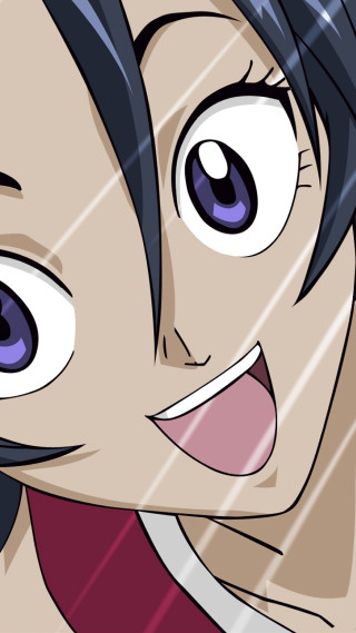 Woman blue eyes red shirt 3 - a rain free wallpaper for mobile