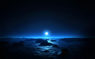 Distant skyview moonlight beach city - the horizon free wallpaper for desktop