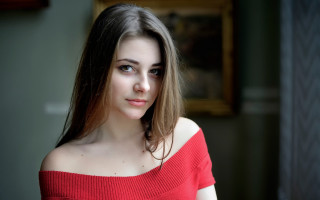 Elina karimova red top portrait - a picture in a room free wallpaper