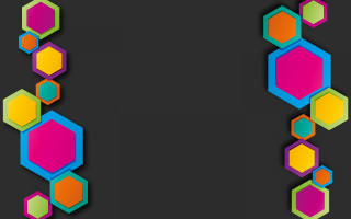 Black background colorful hexagons bauhaus - hexagonal free wallpaper