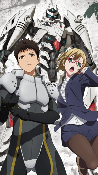 Anime couple robot suit standing - visual free wallpaper for mobile