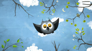 Owl flying moon flowers forest - storybook illustration free wallpaper