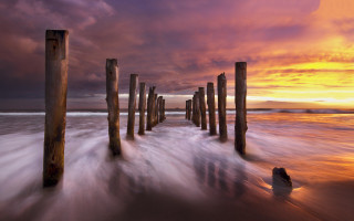 Long exposure pier sunset waves 2 - anthony s waters free wallpaper