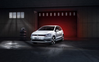 White car garage red lights 2 - the door free wallpaper